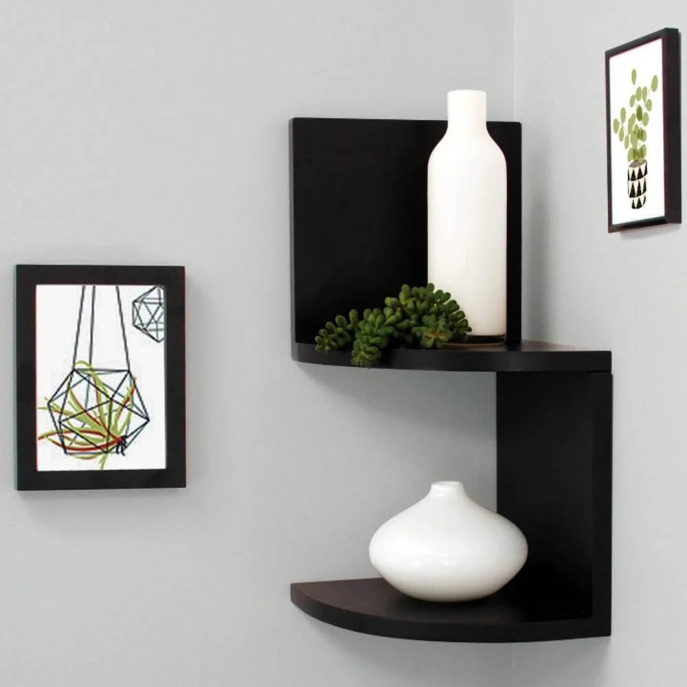 Set Of 2 Kiera Grace Priva Black Corner Sh…